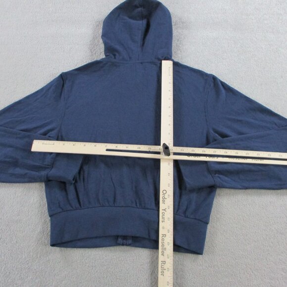 SKIMS Cotton Jersey Zip Up Slim Hoodie Womens Small Navy Blue Cropped Sweatshirt - Picture 6 of 10